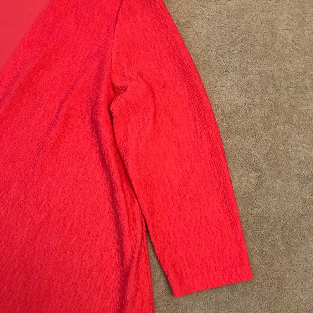 Liz Baker Open Front Dress Jacket Size 2X Coral Textured Mid Length USA Made